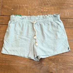 NWT Hang Ten Sky Blue High Waist Linen Blend Women's Shorts, Size XL
